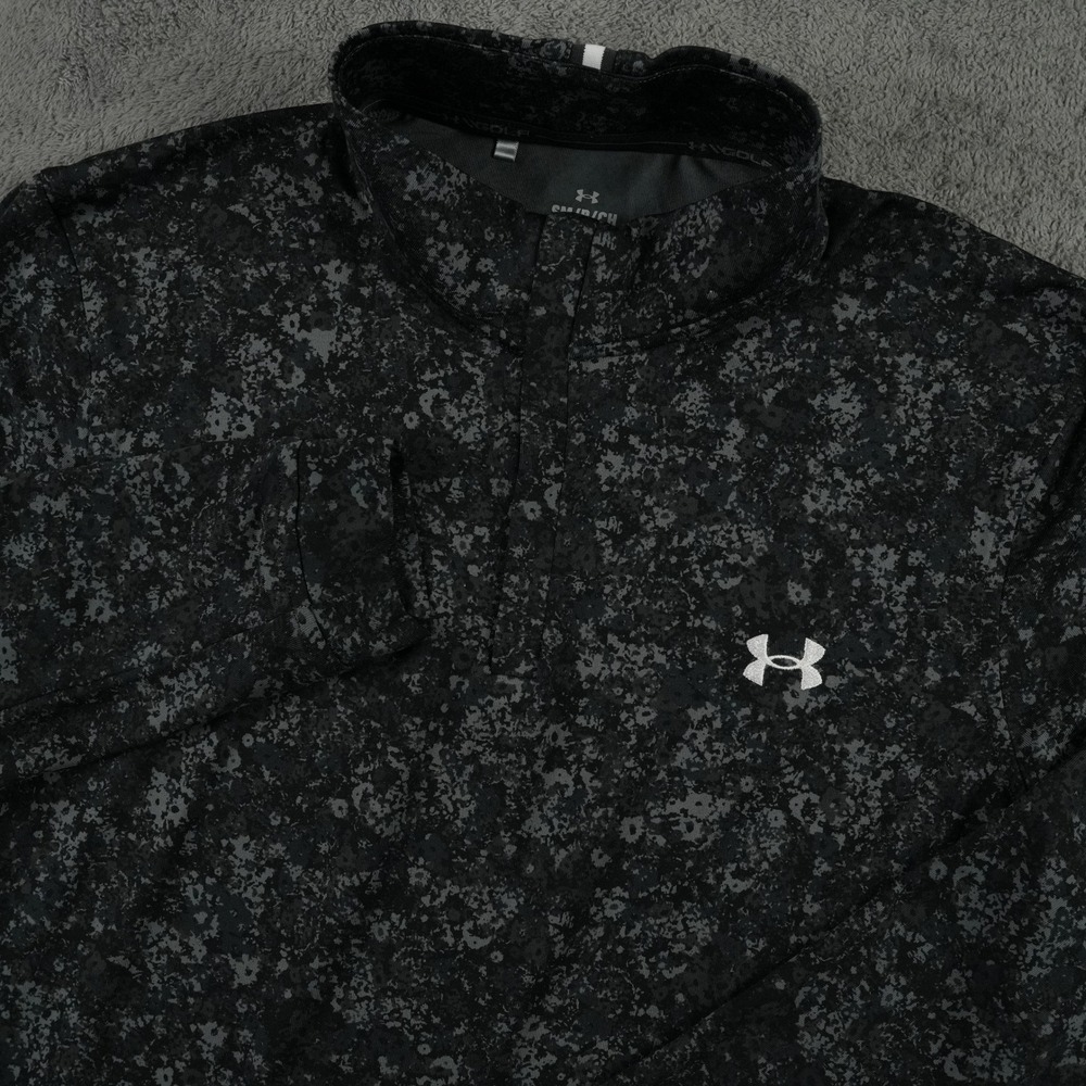 Under Armour 1/4 Zip Pullover Mens Small Black Camo Golf Long Sleeve Performance